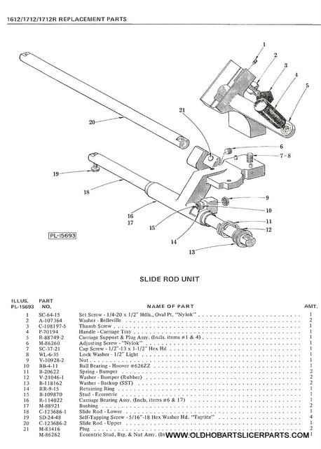 HOBART 1612,1712 SLIDE ROD UNIT